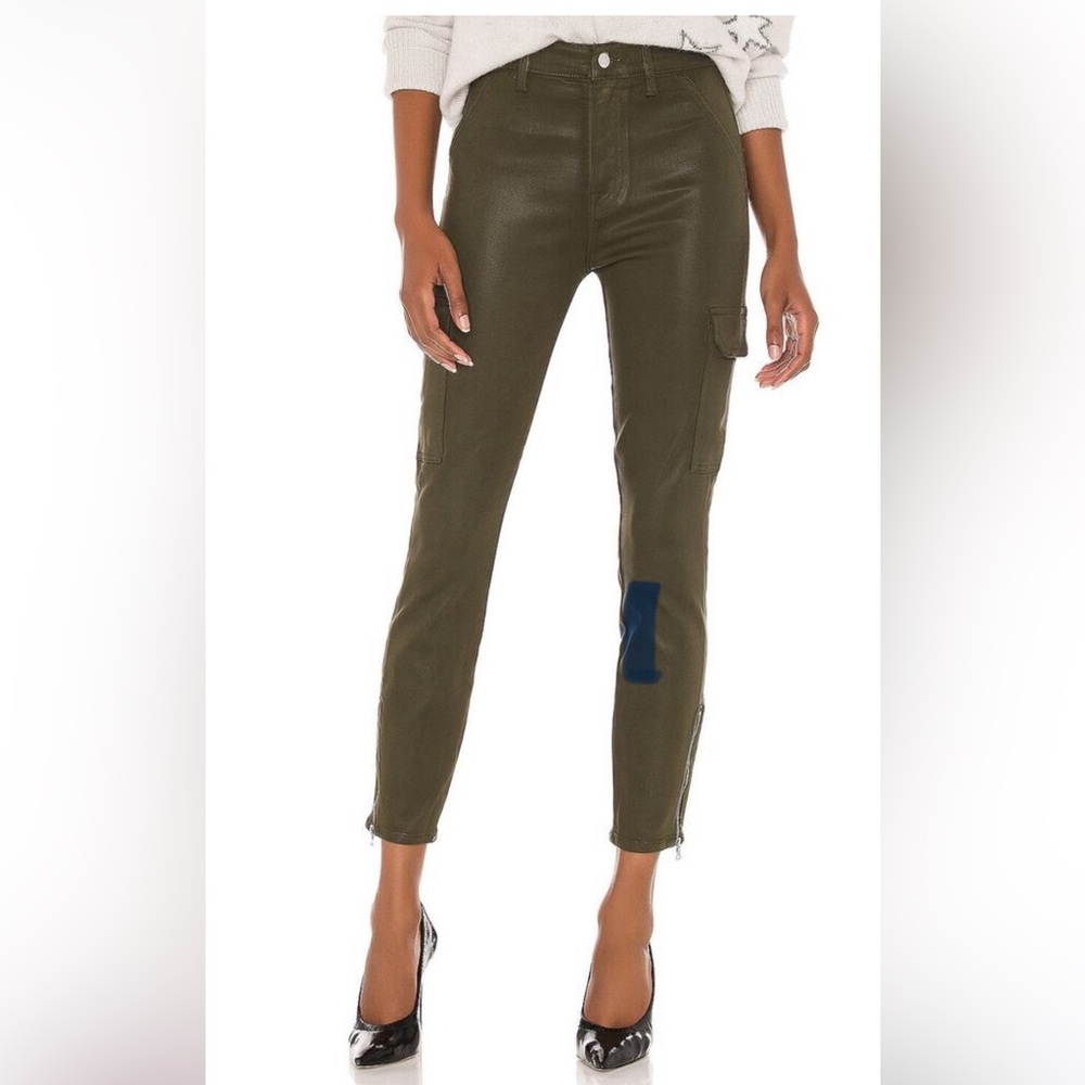 7 For All Mankind Coated Skinny Cargo Pants Size 29. Army Coated Green